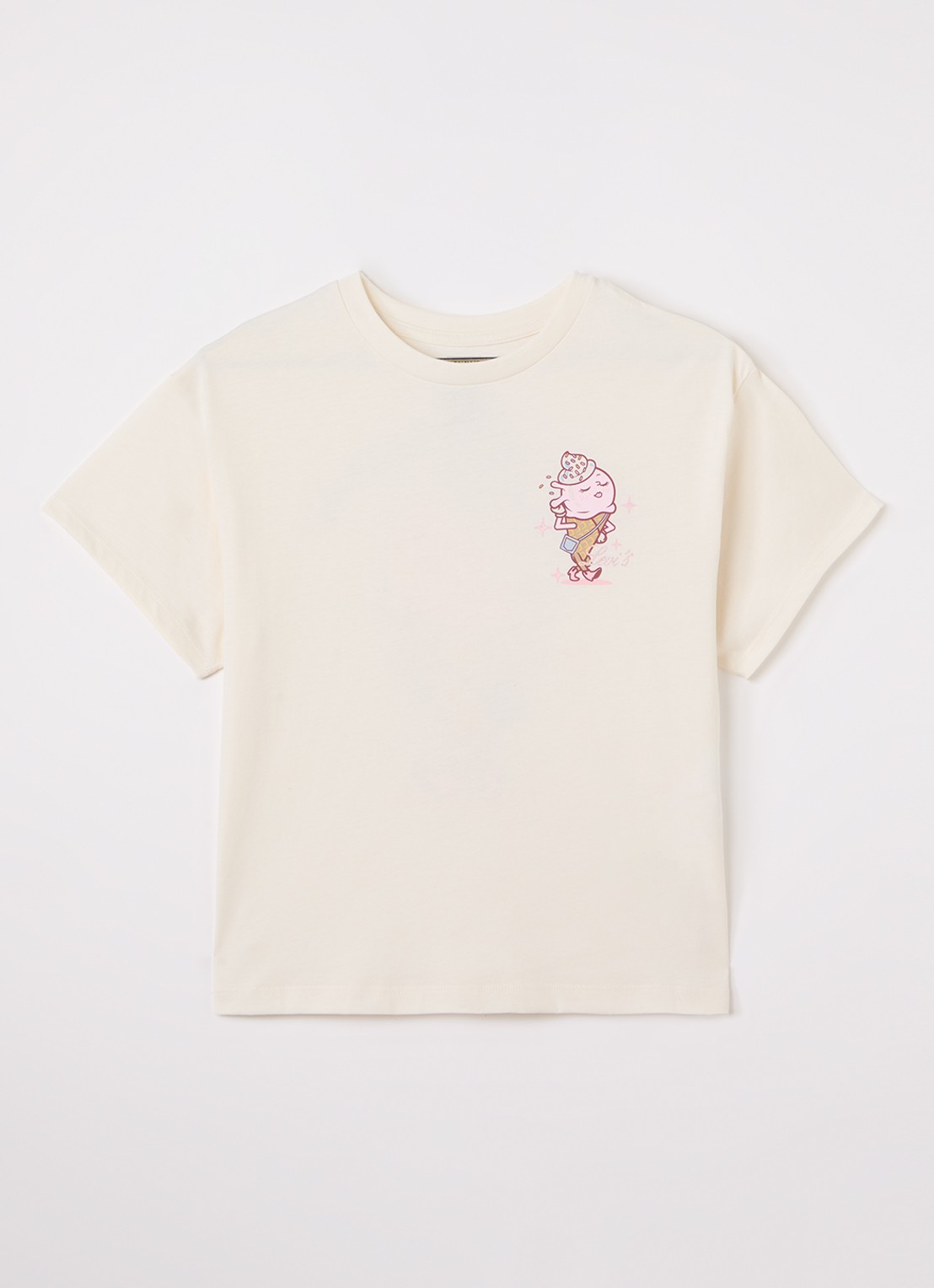 Levi's Just Chilling Oversized T-shirt met logo- en backprint - voorkant gebroken wit