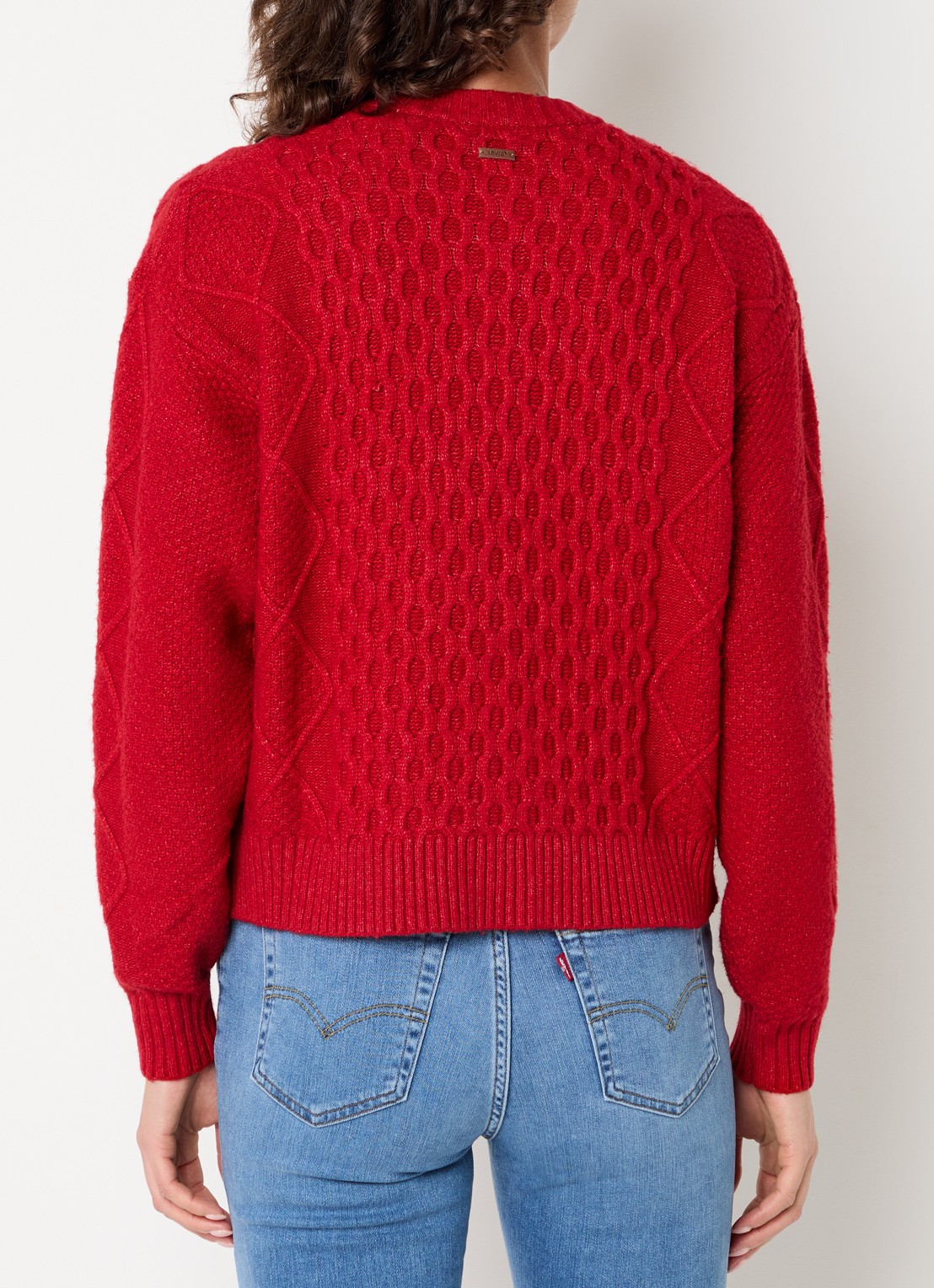 Levi's Kabelgebreid vest in wolblend - achterkant 4 rood