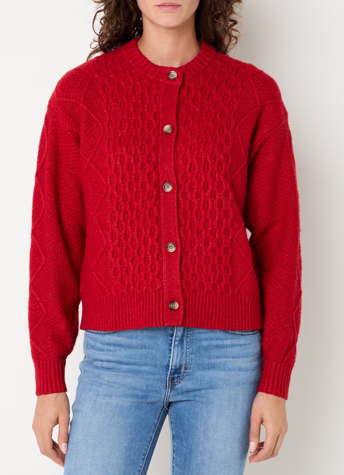 Levi's Kabelgebreid vest in wolblend - detail rood
