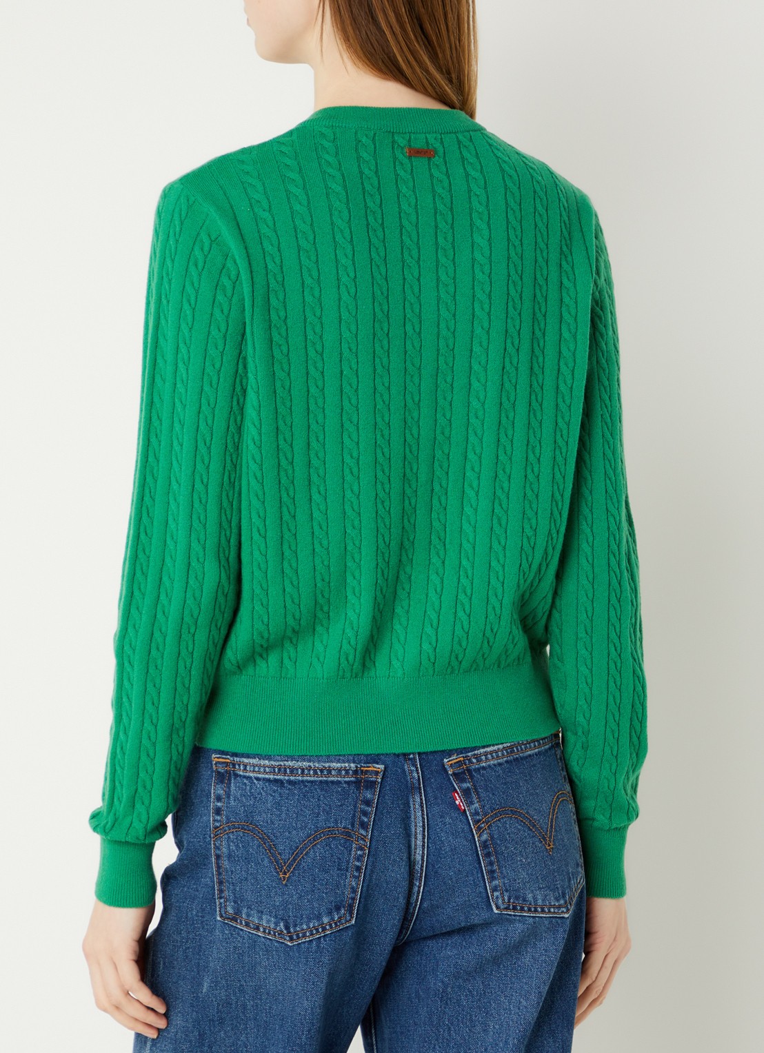 Levi's Kabelgebreid vest met ronde hals - achterkant 4 groen