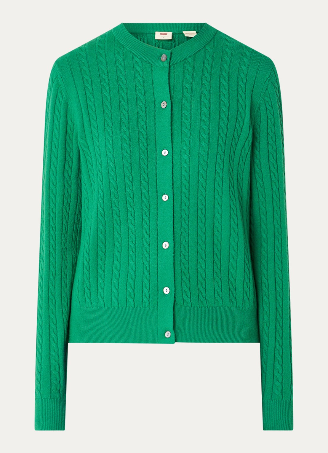 Levi's Kabelgebreid vest met ronde hals - voorkant 2 groen