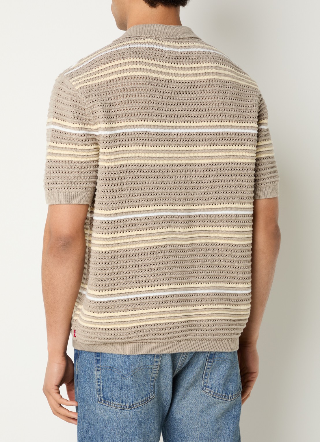 Levi's Laguna polo met opengewerkt dessin - achterkant donkerkhaki