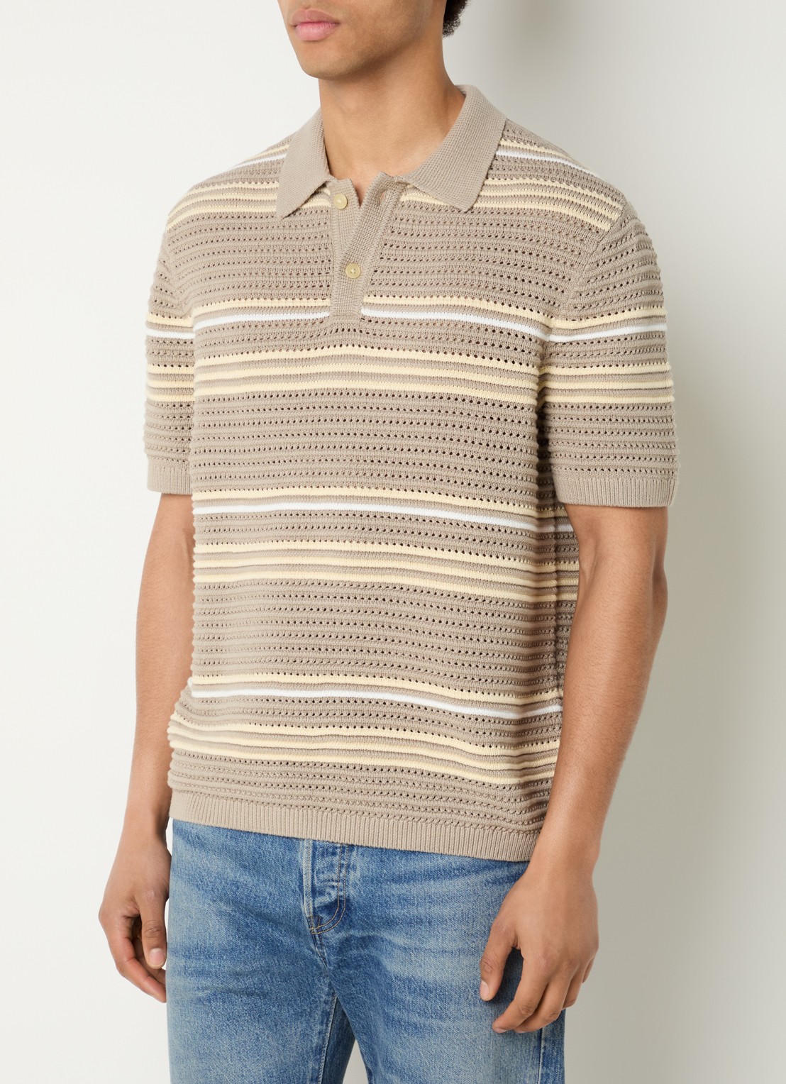 Levi's Laguna polo met opengewerkt dessin - detail 4 donkerkhaki
