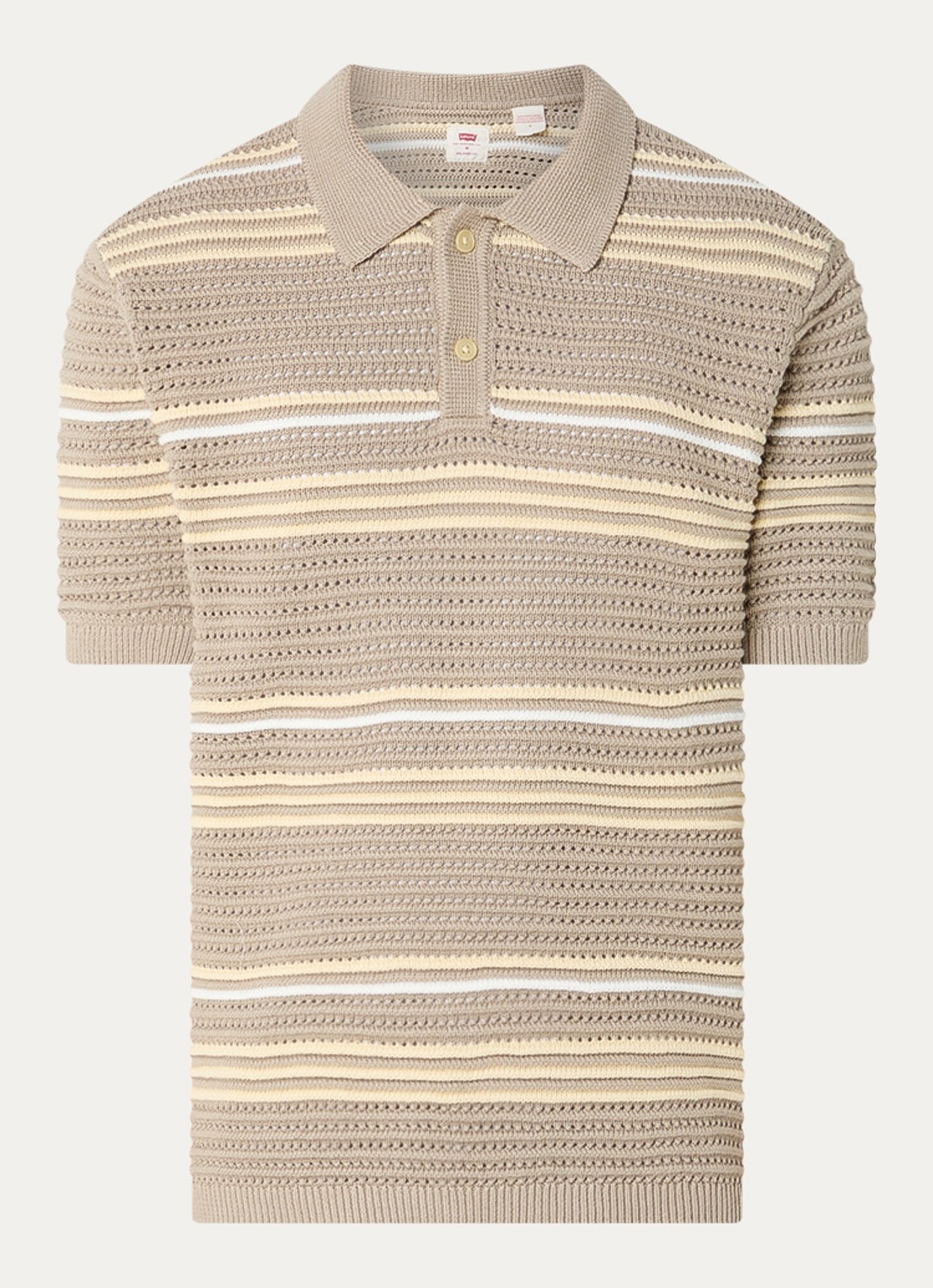 Levi's Laguna polo met opengewerkt dessin - voorkant 2 donkerkhaki