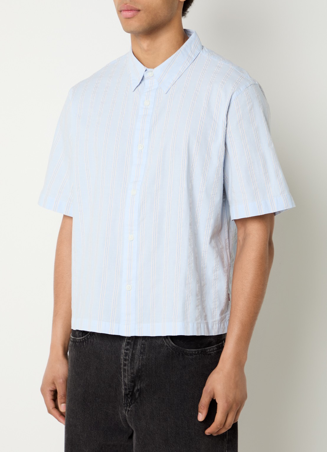Levi's Lama comfort fit overhemd met streepprint - detail lichtblauw