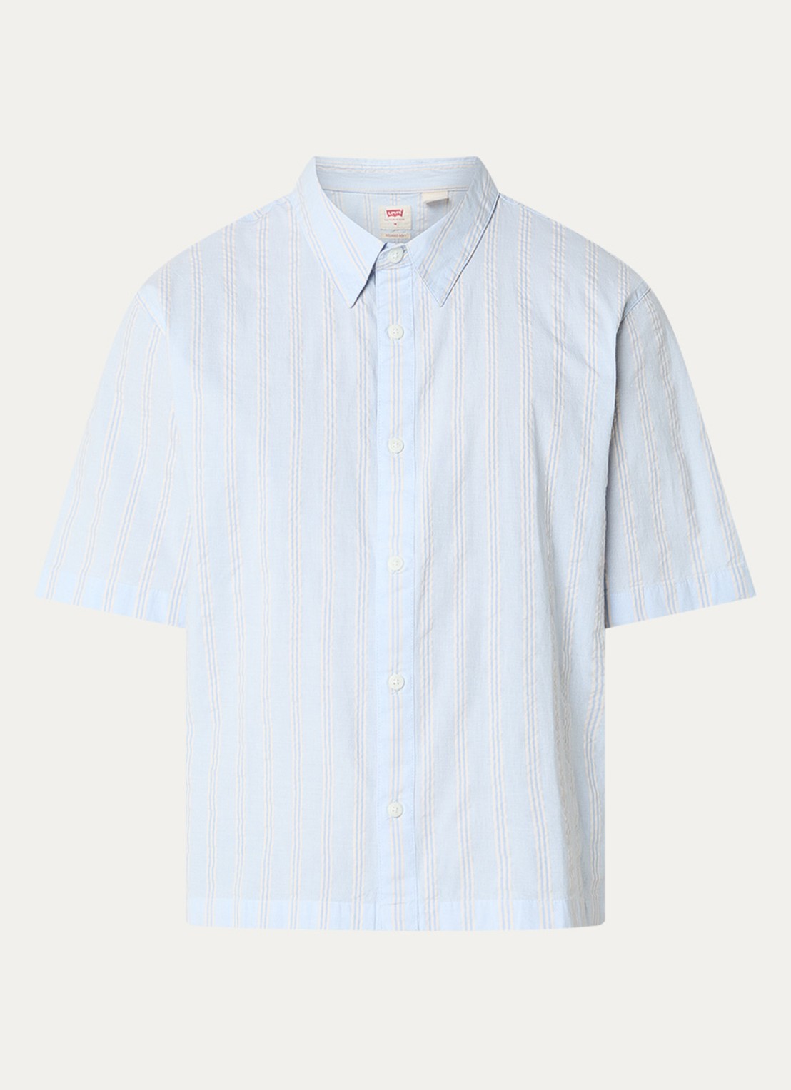 Levi's Lama comfort fit overhemd met streepprint - voorkant 3 lichtblauw