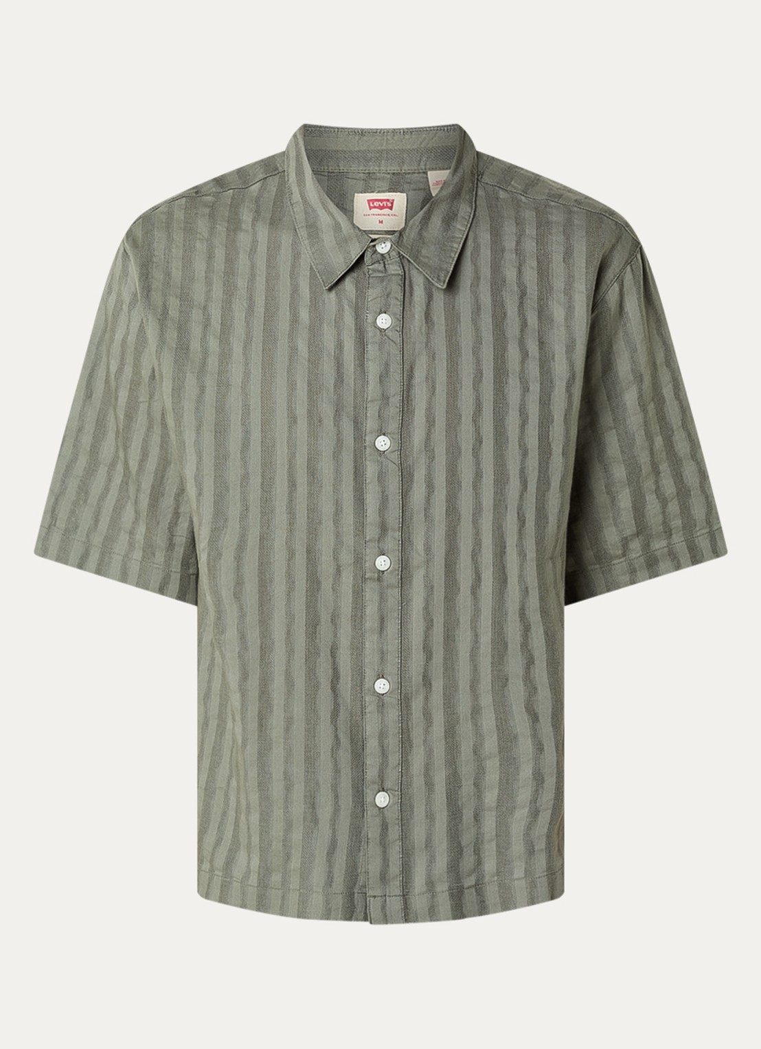 Levi's Lama regular fit overhemd met streepprint - voorkant olijfgroen