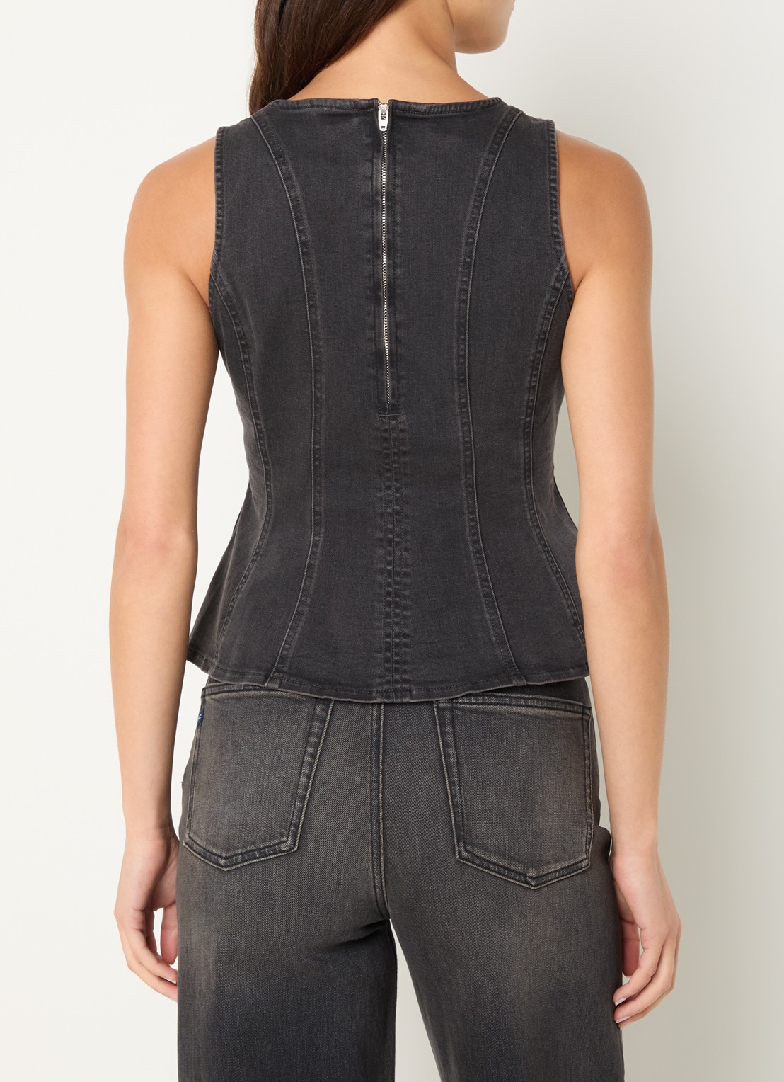 Levi's Leighton top van denim - achterkant antraciet