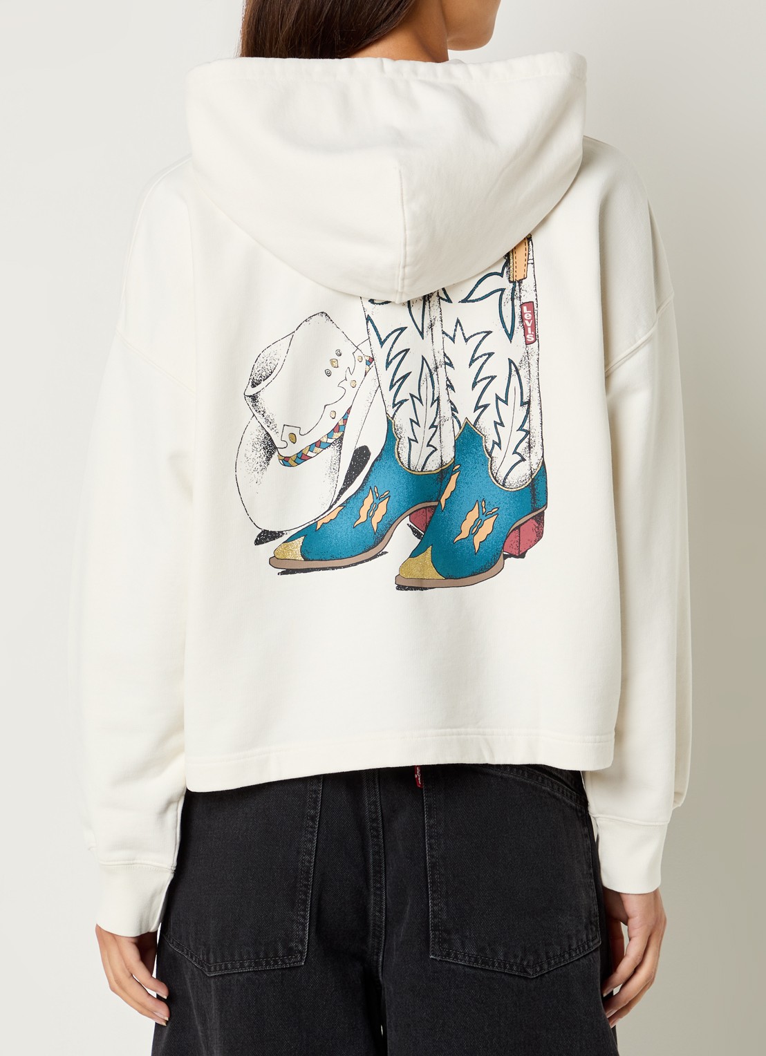Levi's Leo hoodie met logo- en backprint - detail 4 gebroken wit