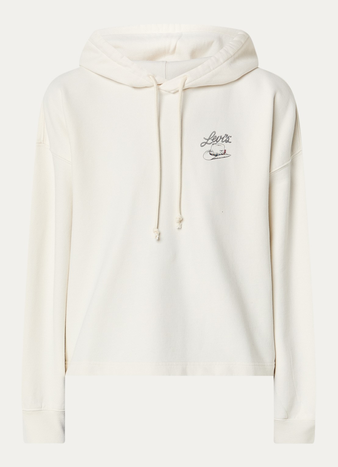 Levi's Leo hoodie met logo- en backprint - voorkant 2 gebroken wit