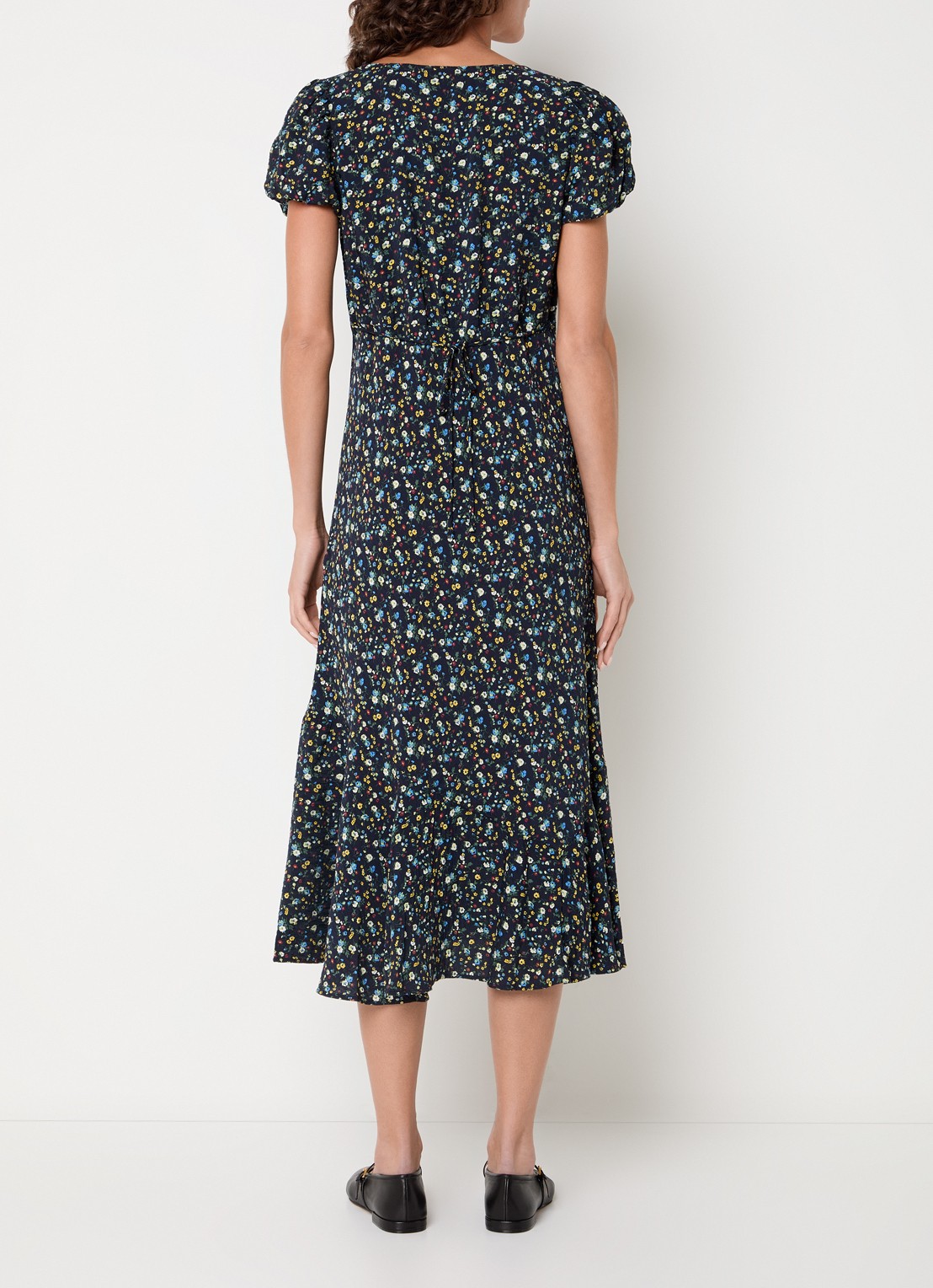 Levi's Lira midi jurk met bloemenprint - achterkant 3 donkerblauw