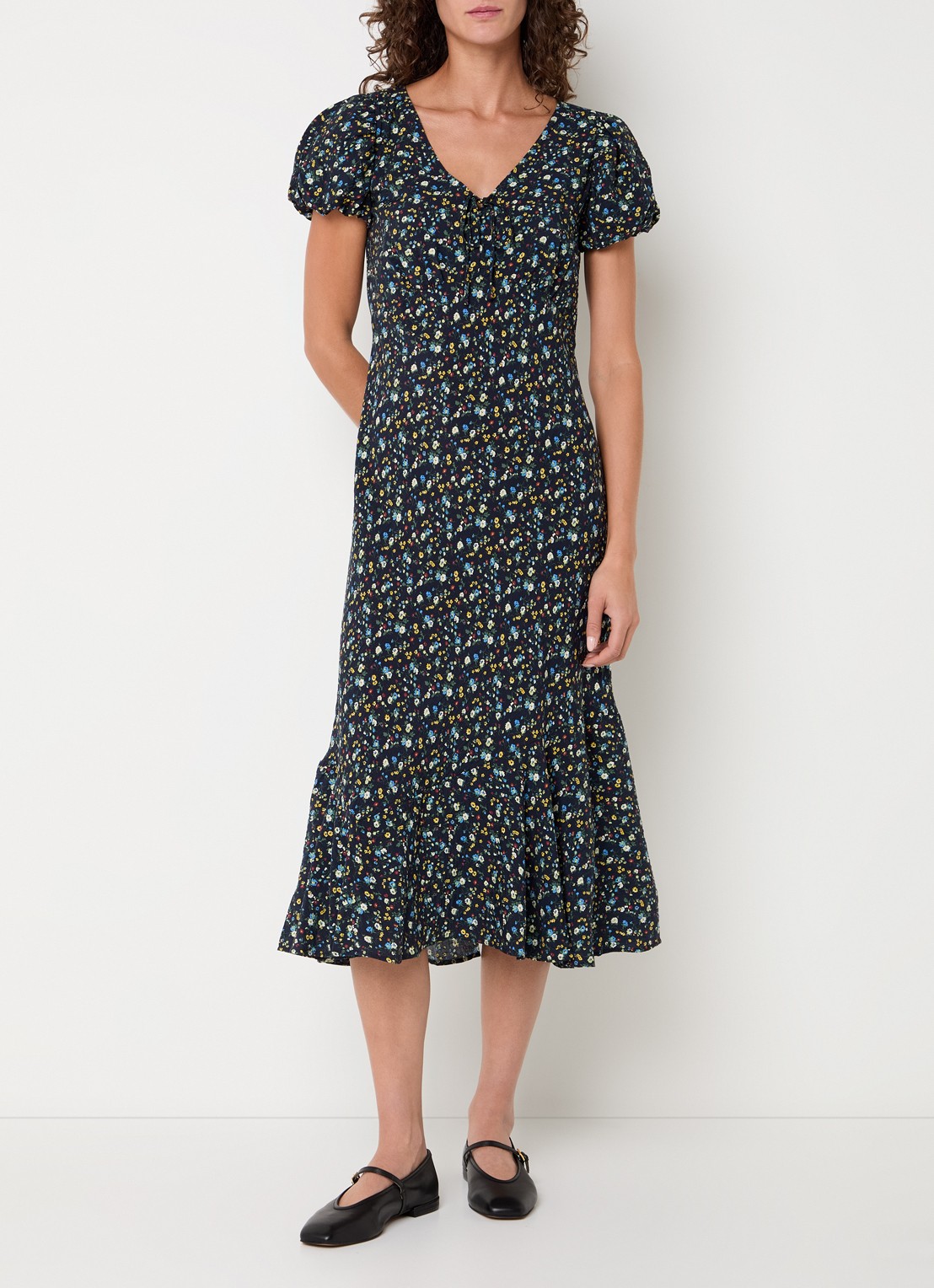 Levi's Lira midi jurk met bloemenprint - detail 4 donkerblauw