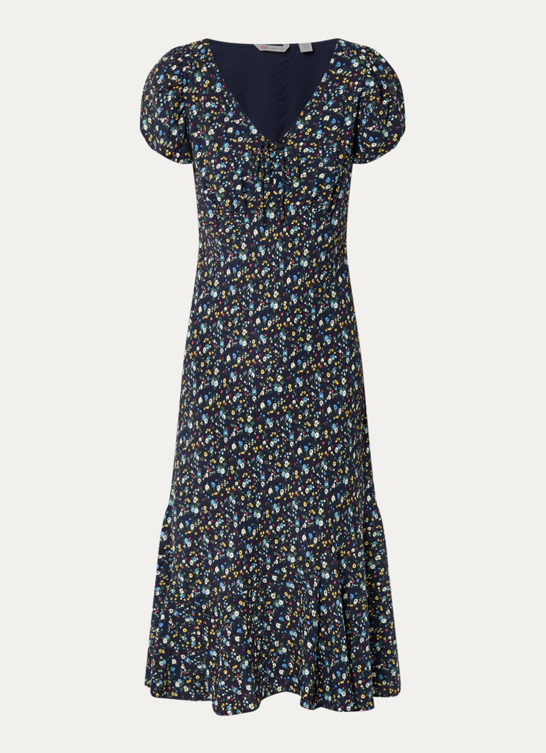 Levi's Lira midi jurk met bloemenprint - voorkant donkerblauw
