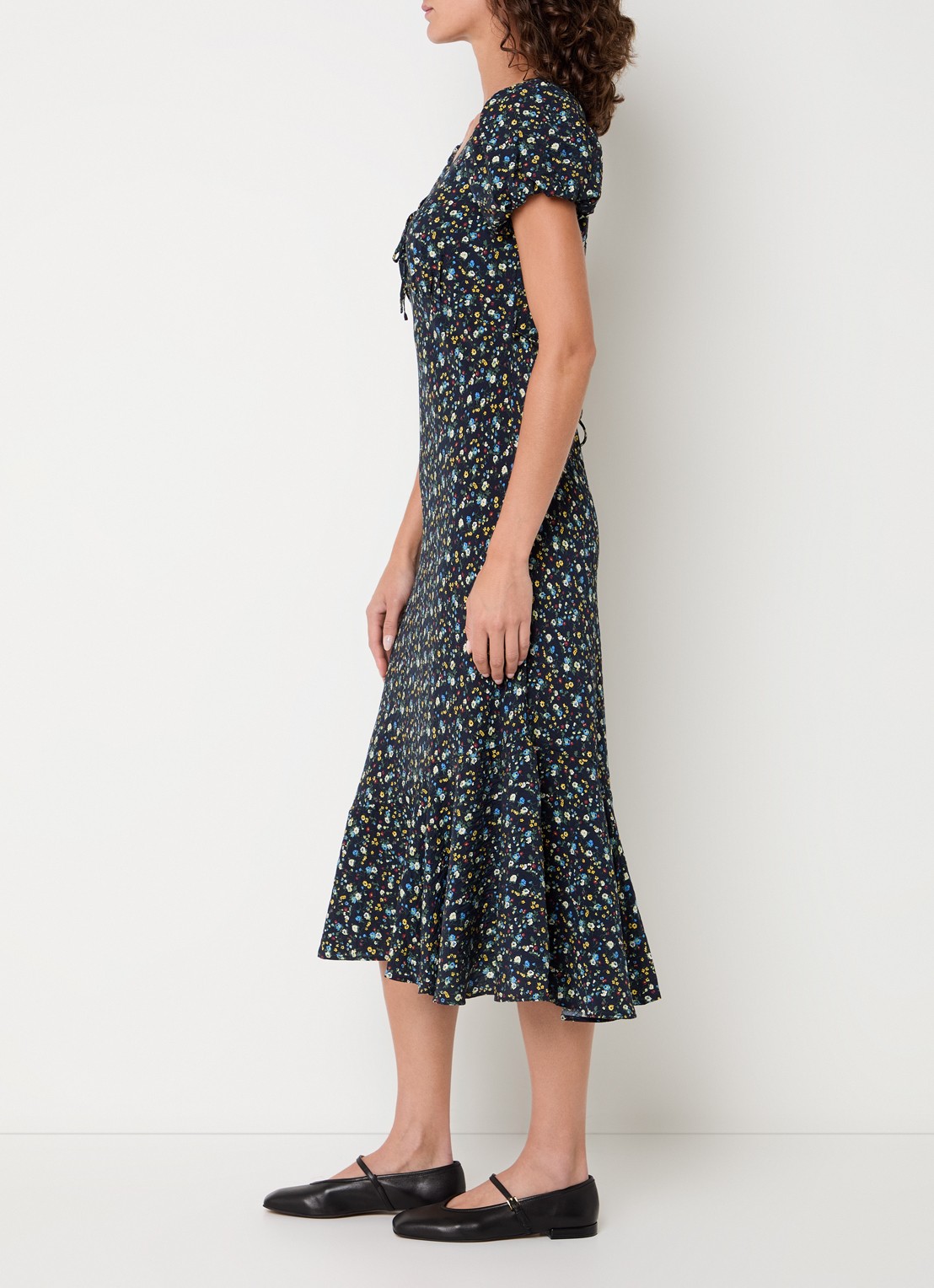 Levi's Lira midi jurk met bloemenprint - voorkant 2 donkerblauw
