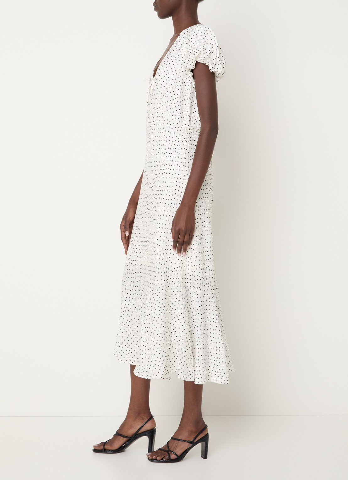 Levi's Lira midi jurk met stippenprint - voorkant 4 gebroken wit