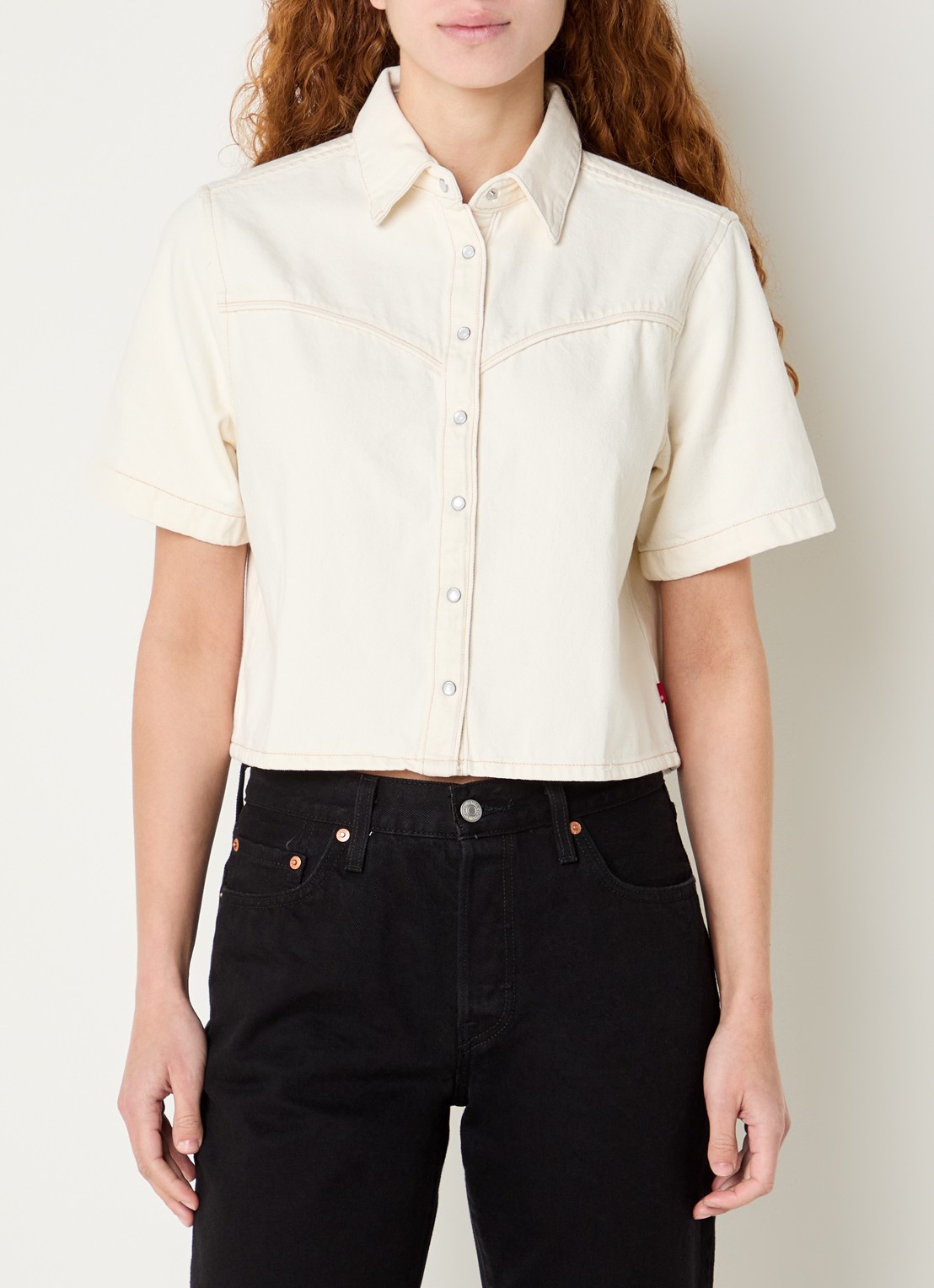 Levi's Logan blouse van denim - detail gebroken wit