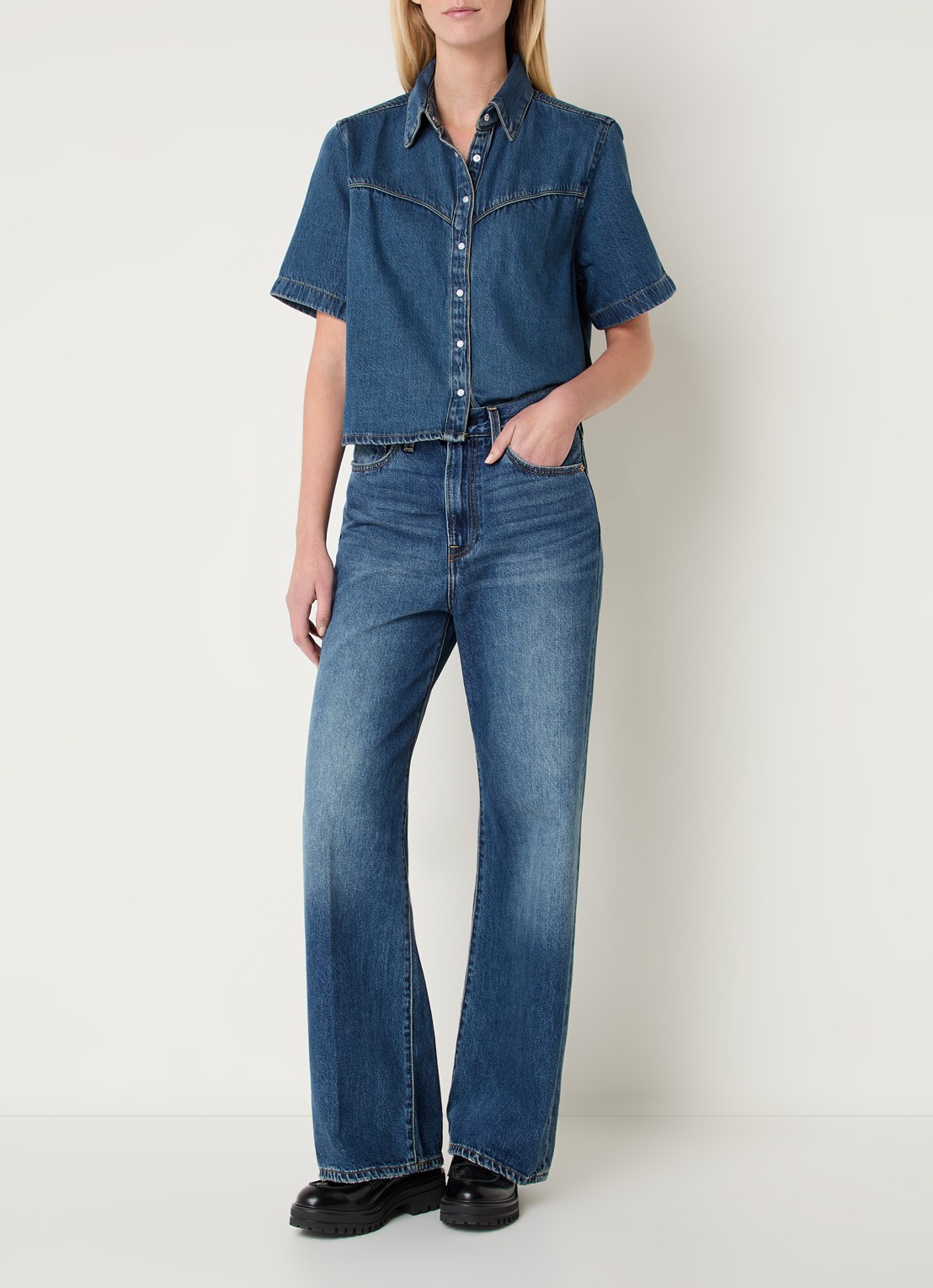 Levi's Logan blouse van denim - voorkant 3 indigo