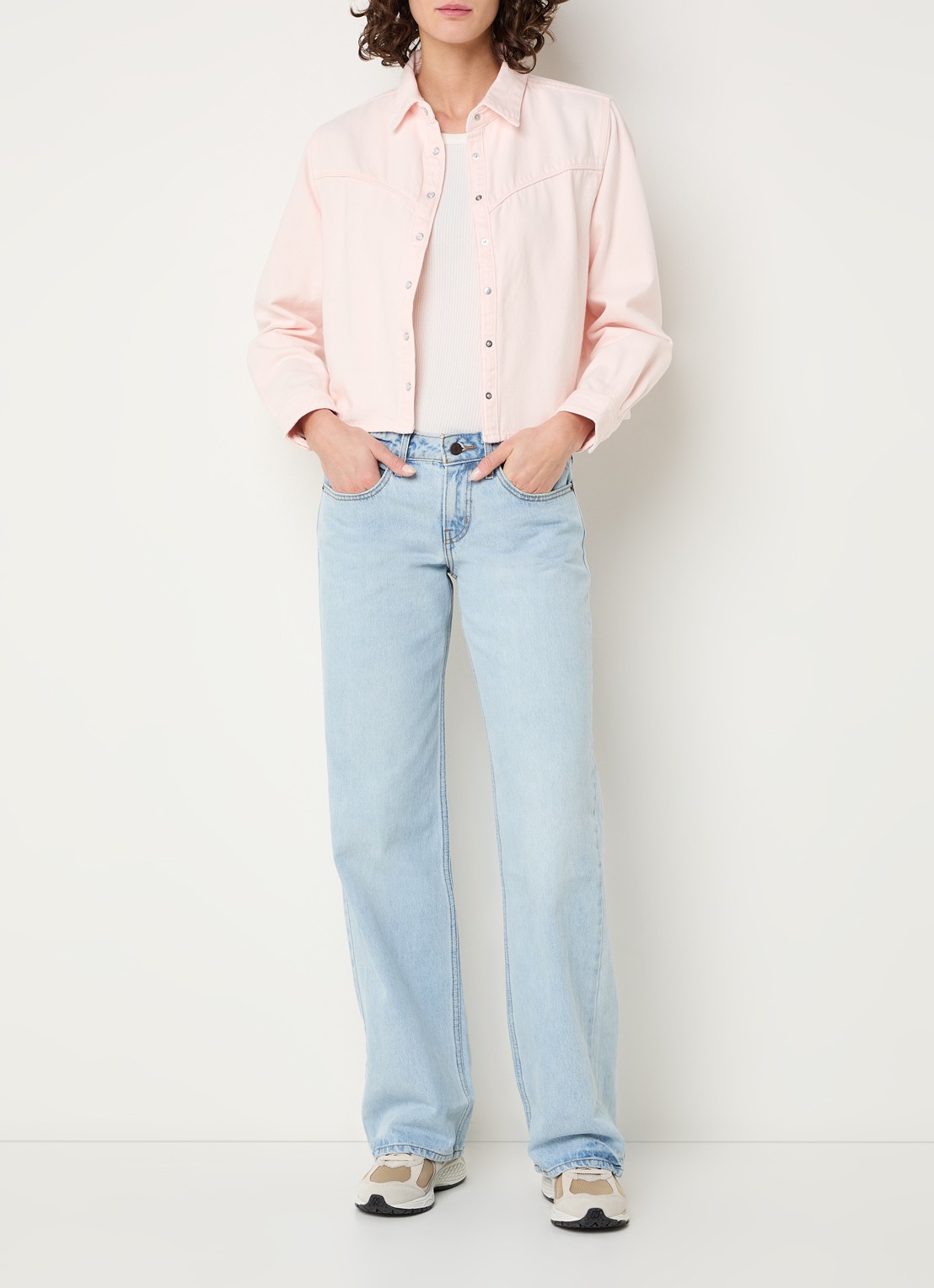 Levi's Logan blouse van denim - voorkant 3 lichtroze