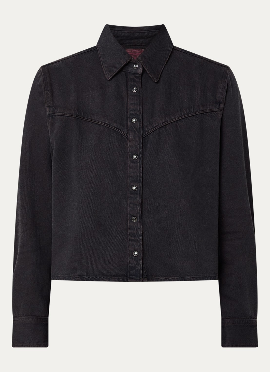 Levi's Logan cropped blouse van denim - voorkant 2 zwart