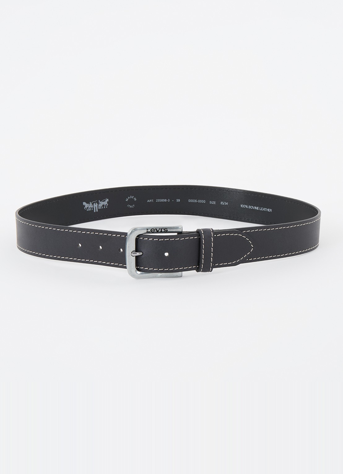 Levi's Loire riem van leer  - voorkant zwart