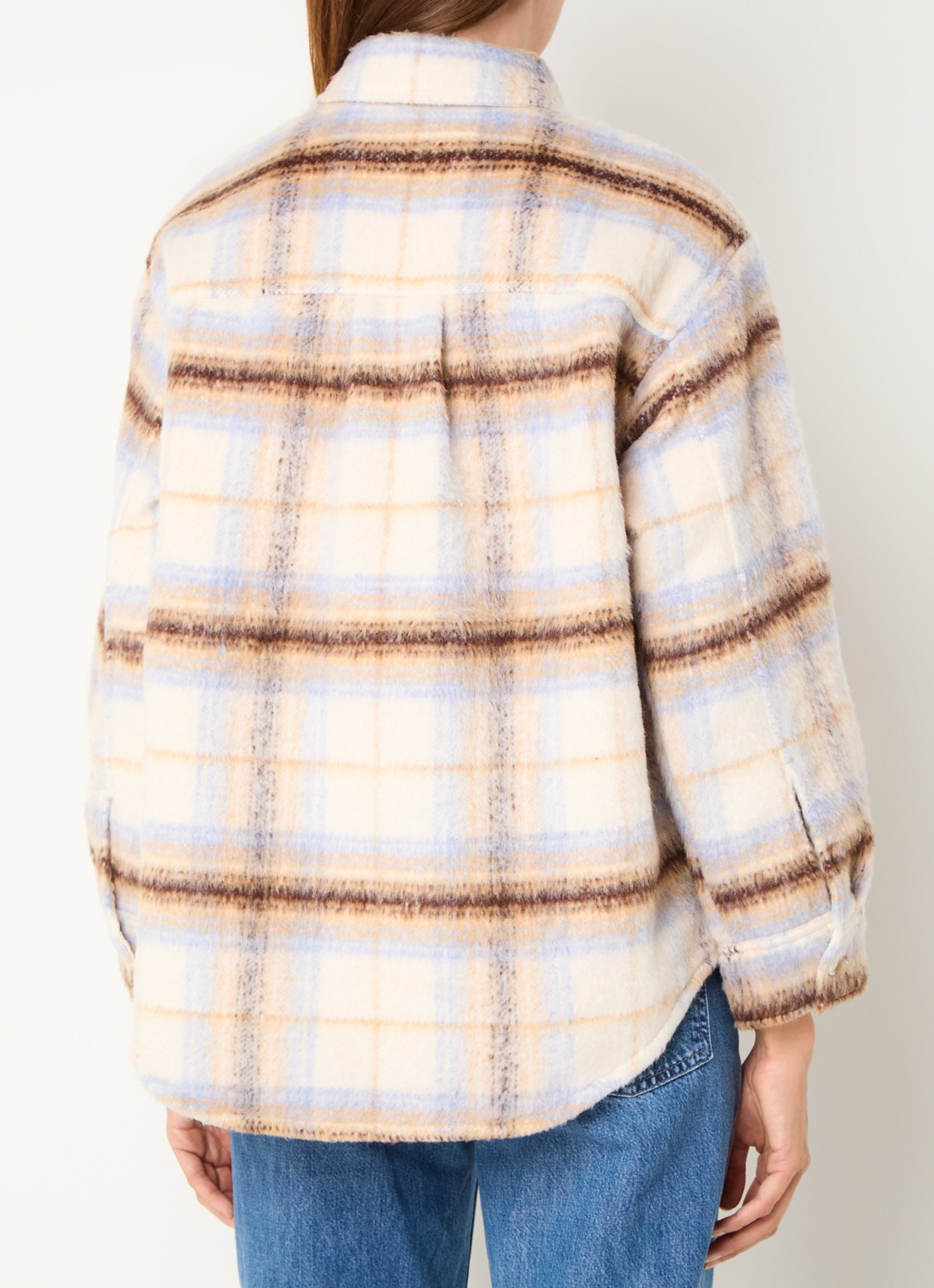 Levi's Lola overshirt in wolblend met ruitdessin en borstzakken - achterkant beige