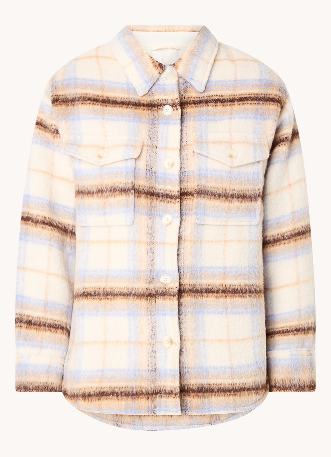 Levi's Lola overshirt in wolblend met ruitdessin en borstzakken - voorkant 2 beige