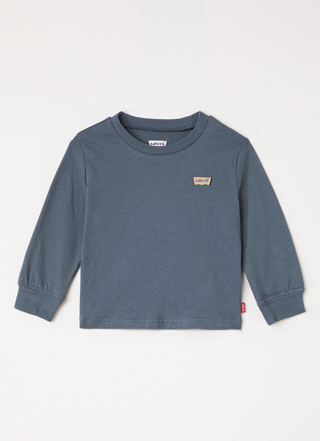 Levi's Longsleeve met logoborduring - voorkant 2 staalblauw