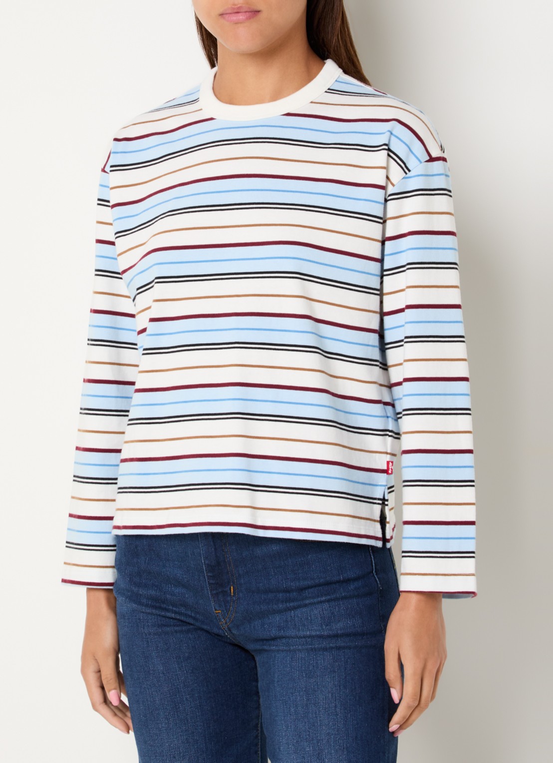 Levi's Longsleeve met streepprint - detail 2 lichtblauw