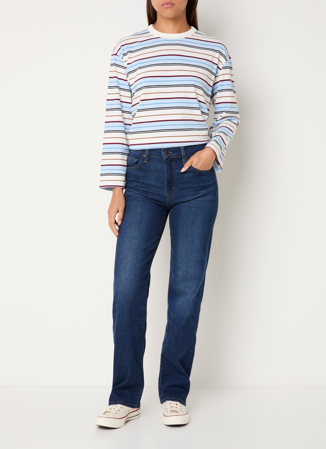 Levi's Longsleeve met streepprint - voorkant 4 lichtblauw