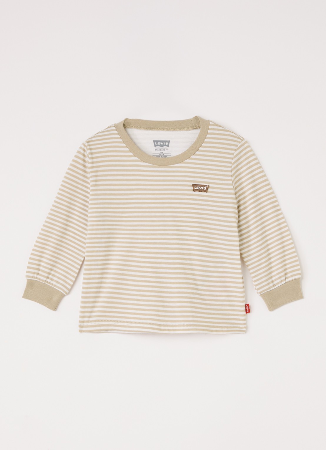 Levi's Longsleeve met streepprint - voorkant beige