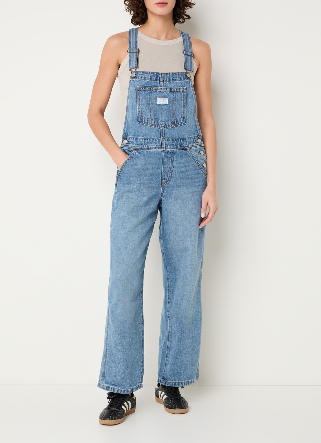 Levi's Loose fit tuinbroek van denim - detail indigo
