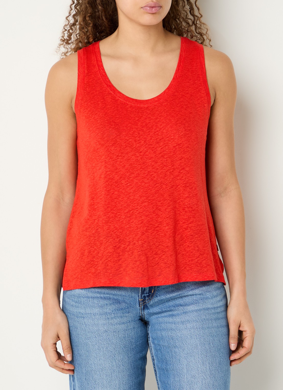 Levi's Lori top in linnenblend - detail 3 steenrood