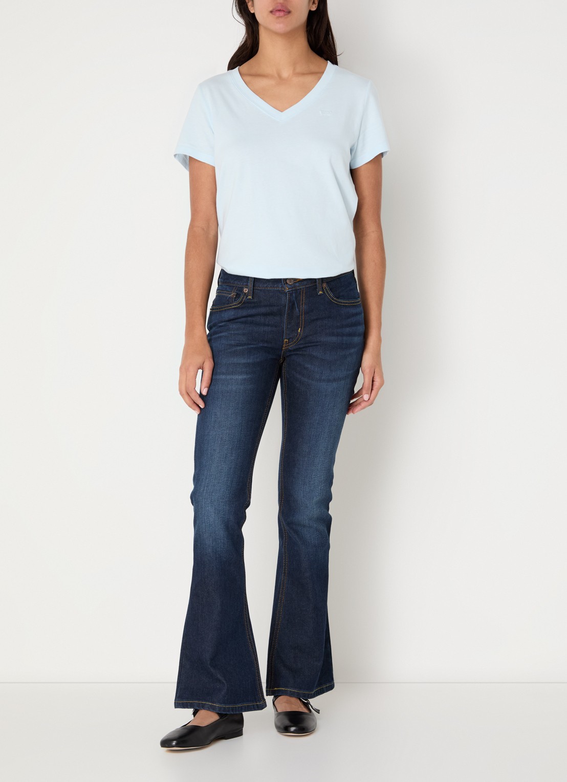 Levi's Low waist flared jeans met donkere wassing - voorkant 3 indigo