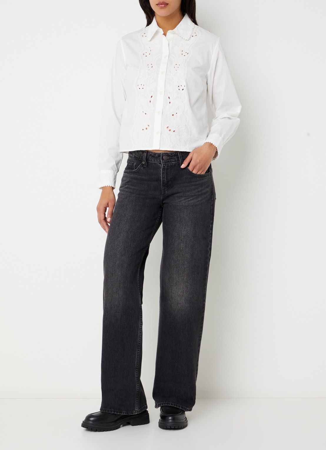 Levi's Low waist straight fit jeans met gekleurde wassing - voorkant 3 zwart
