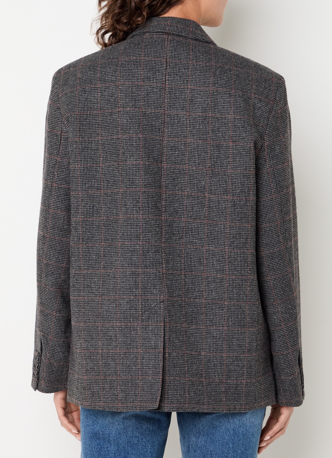 Levi's Luna blazer in wolblend met ruitdessin - achterkant 4 donkergrijs