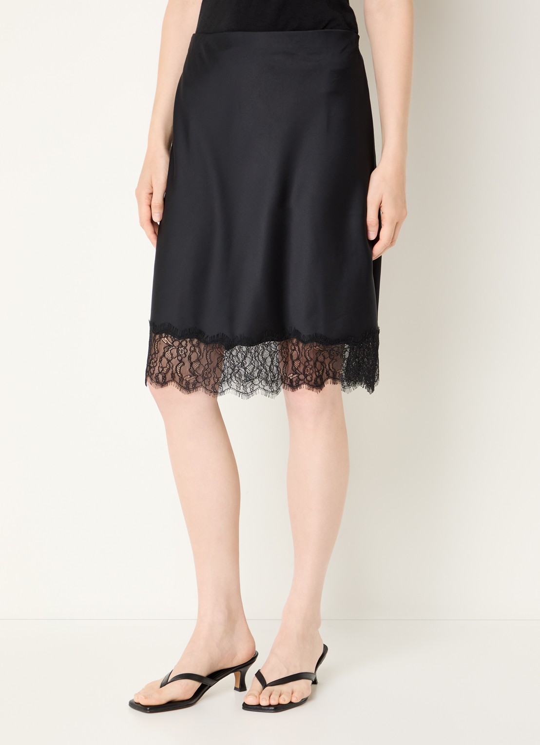 Levi's Lynn midi rok van satijn met details van kant - detail 3 zwart