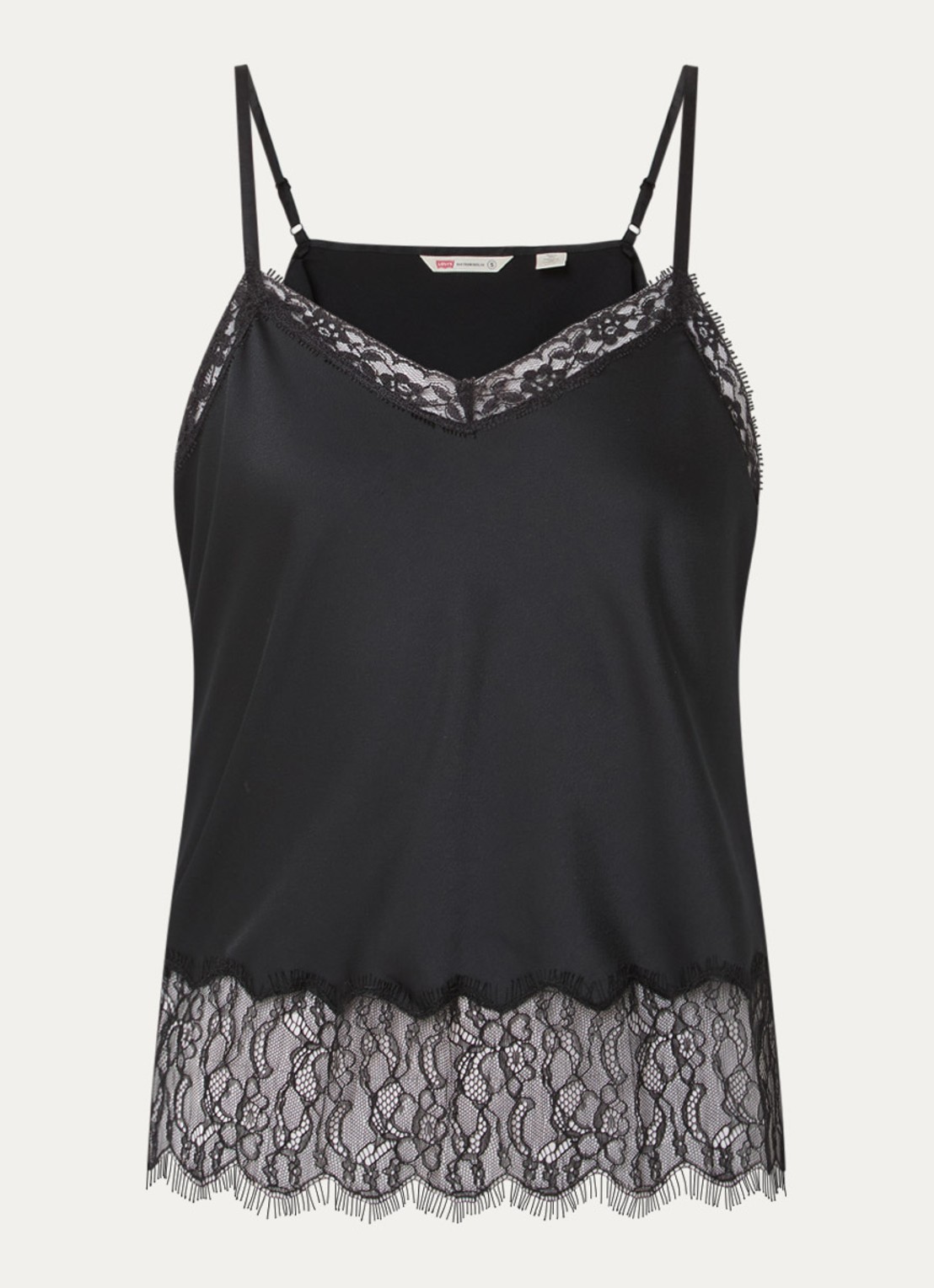 Levi's Lynn top met details van kant en spaghetti bandjes  - voorkant 2 zwart