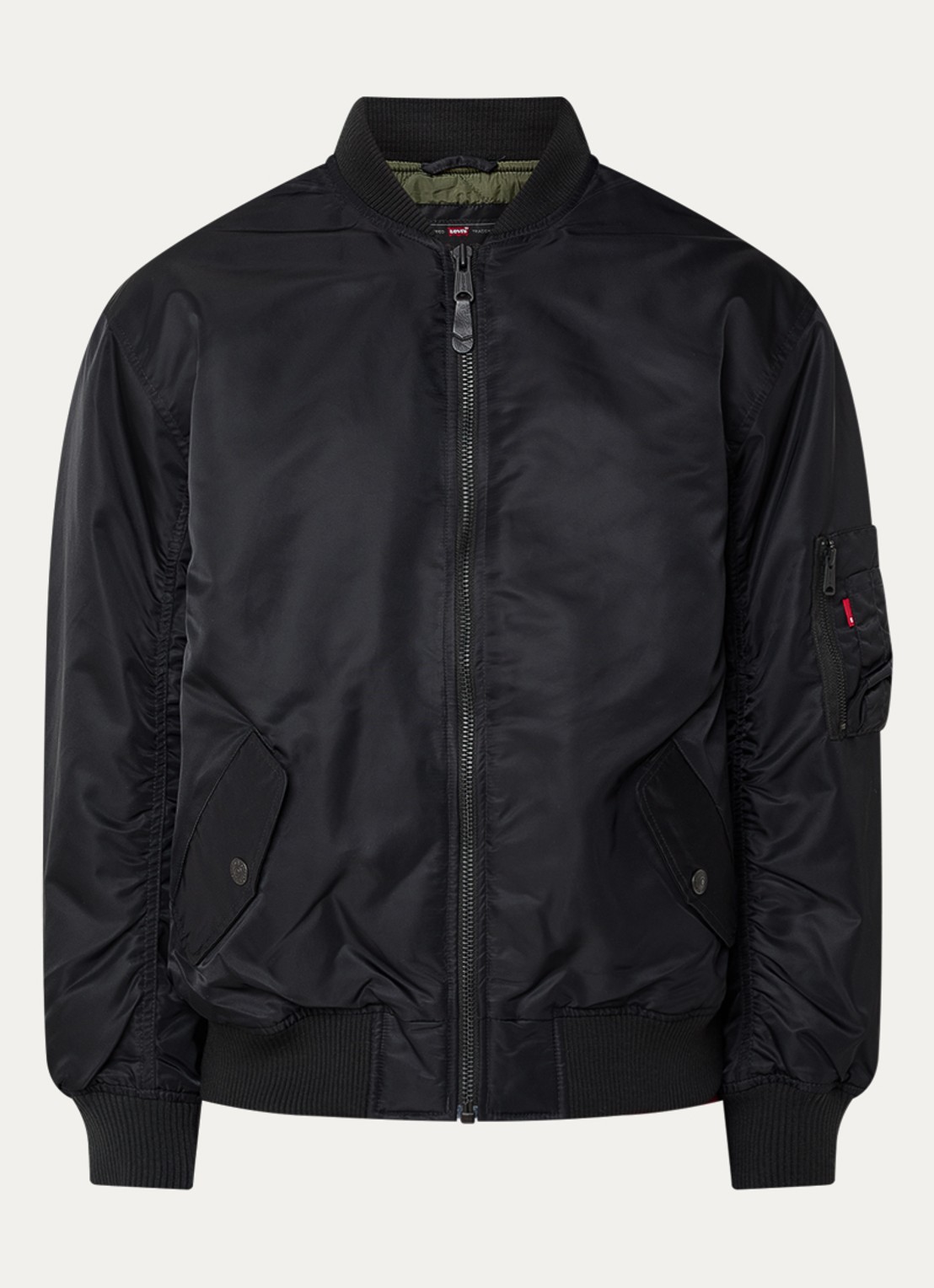 Levi's MA-1 gewatteerd bomberjack met klepzakken - voorkant 2 zwart