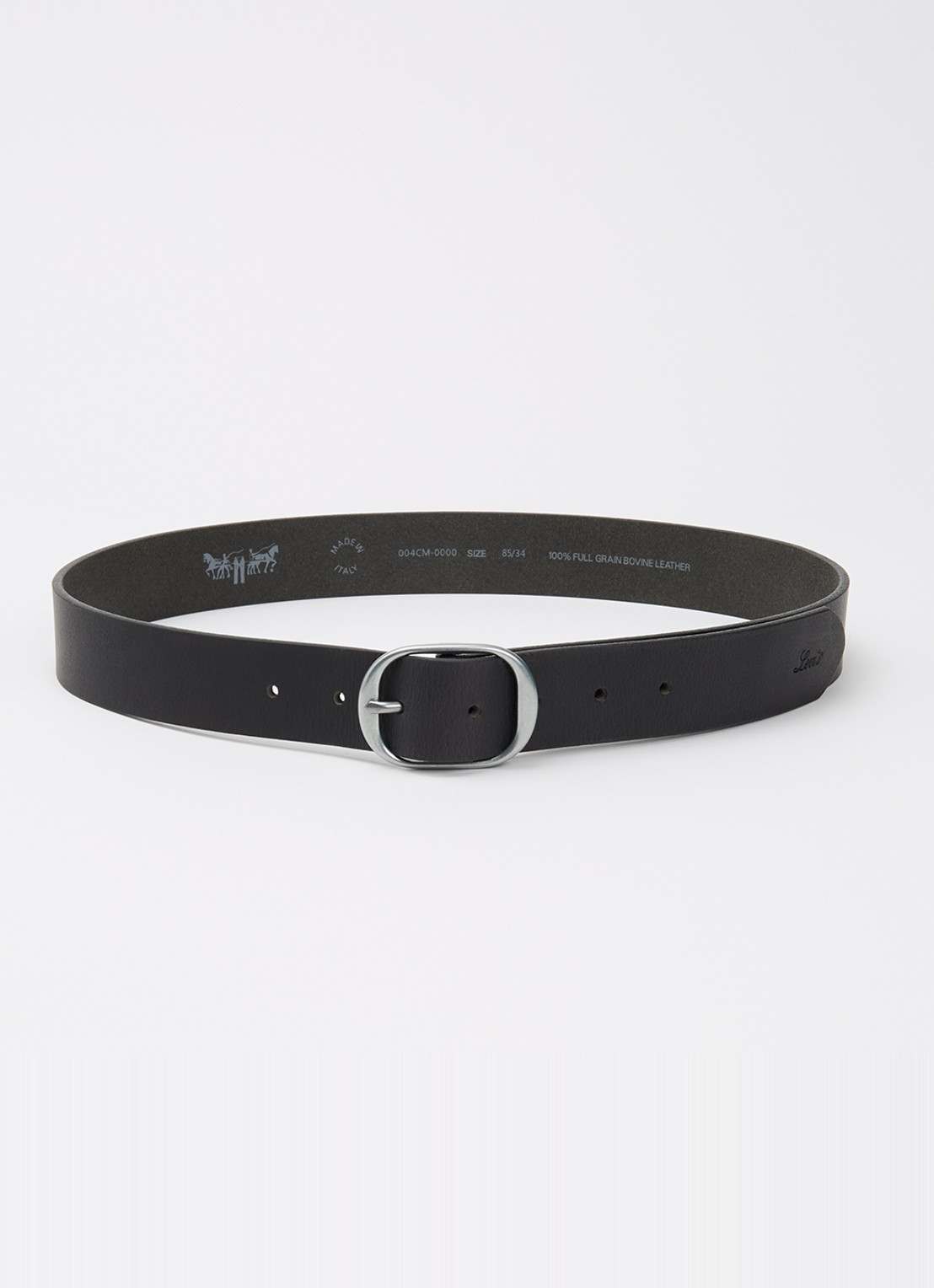Levi's Madison riem van leer - voorkant 2 zwart
