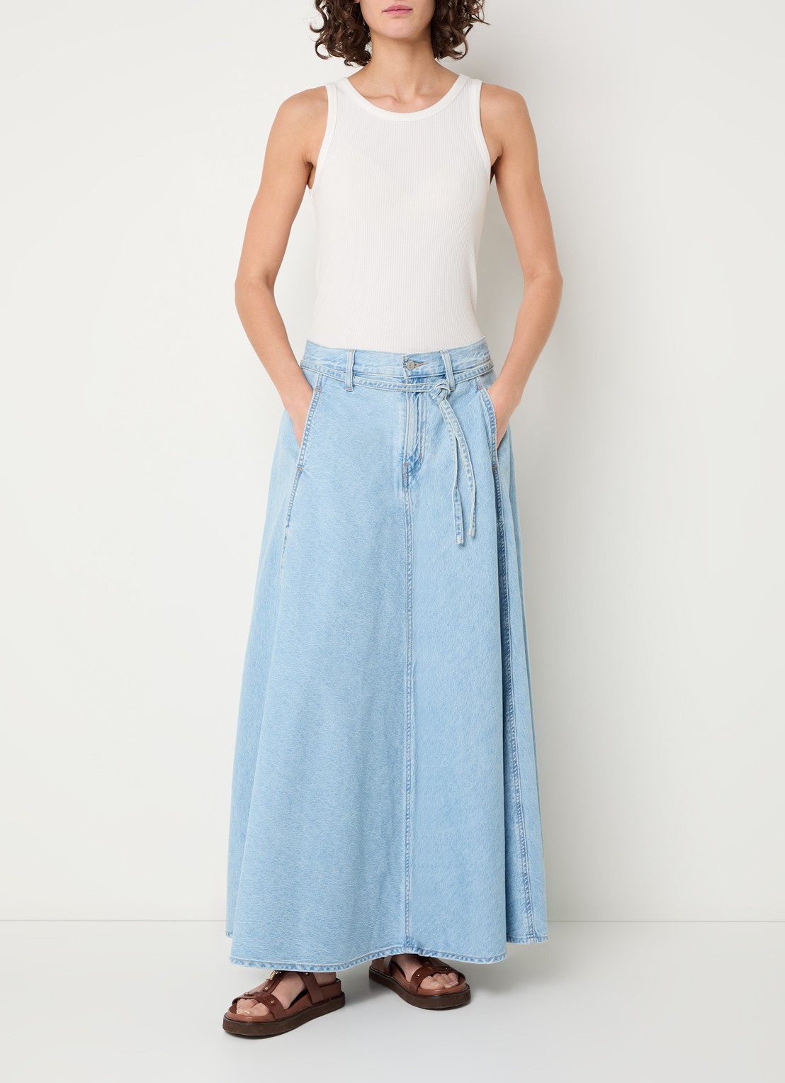 Levi's Maxi rok van denim - voorkant 3 indigo