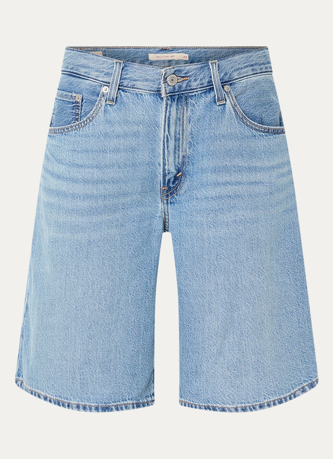 Levi's Mid waist straight leg korte broek van denim met medium wassing - voorkant 3 indigo