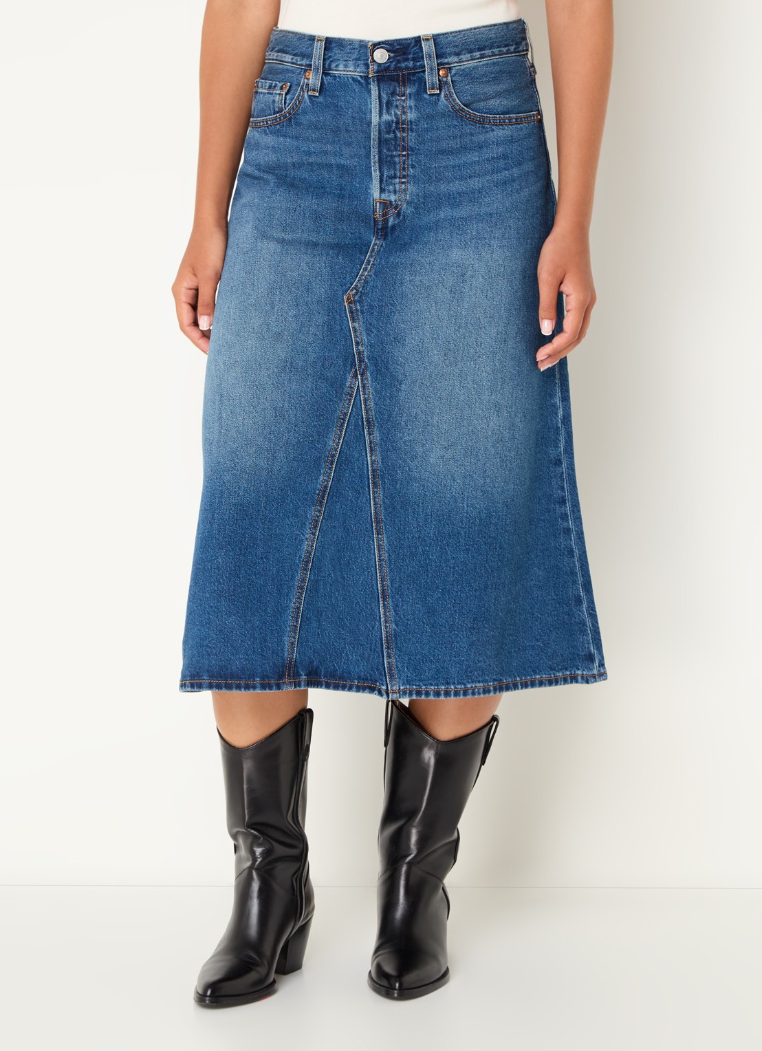 Levi's Midi A-lijn spijkerrok - detail 4 indigo