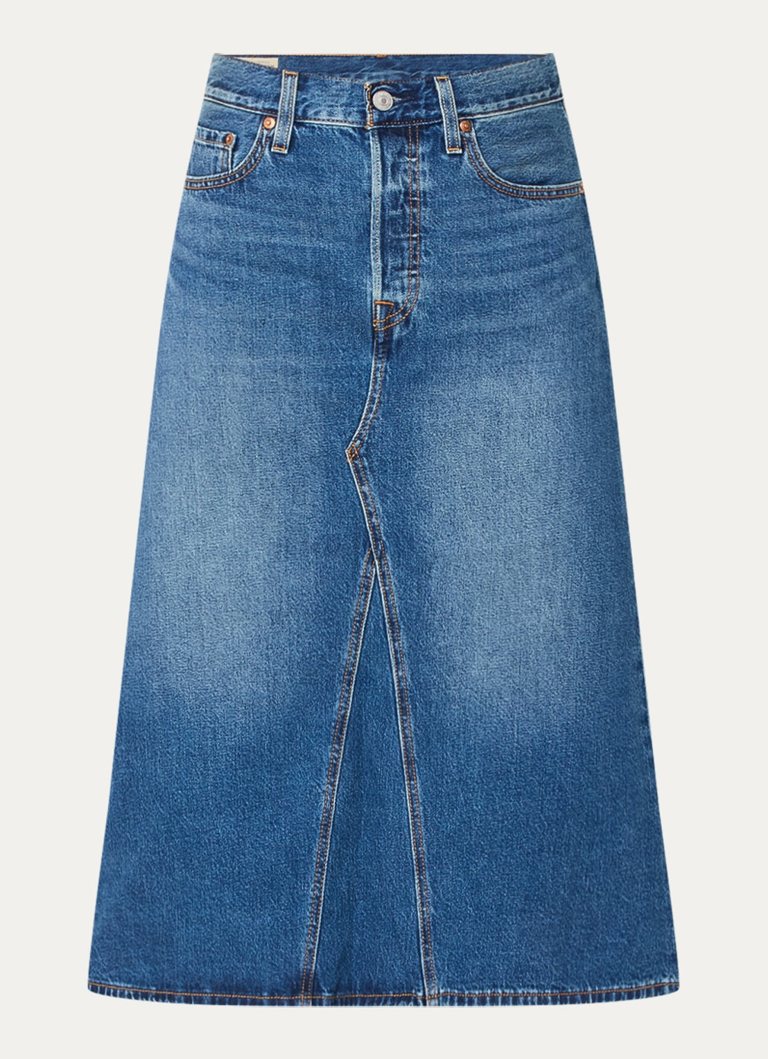 Levi's Midi A-lijn spijkerrok - voorkant indigo