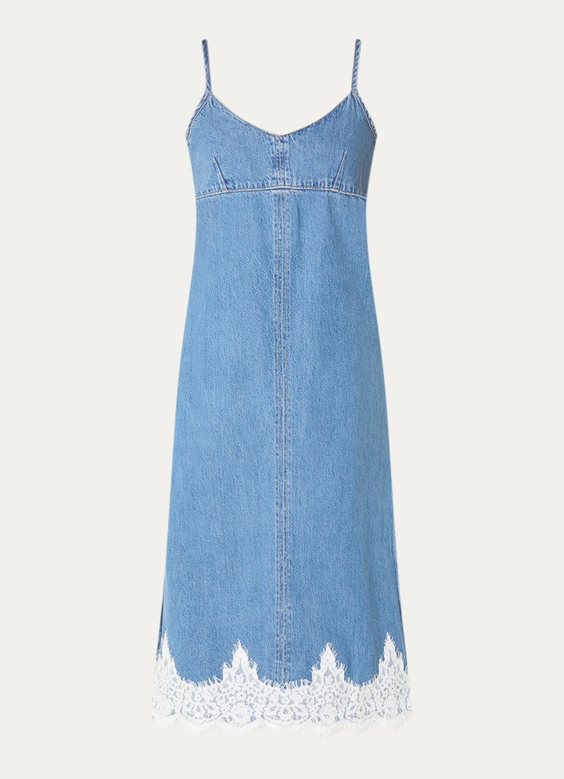 Levi's Midi denim jurk met details van kant - voorkant 3 indigo
