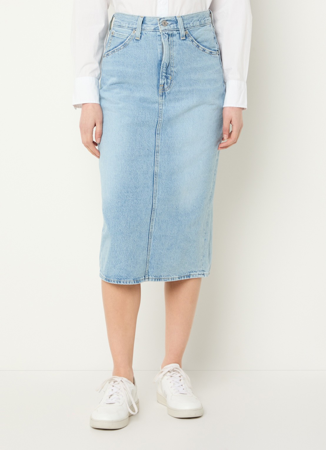 Levi's Midi spijkerrok met split - detail 4 lichtblauw