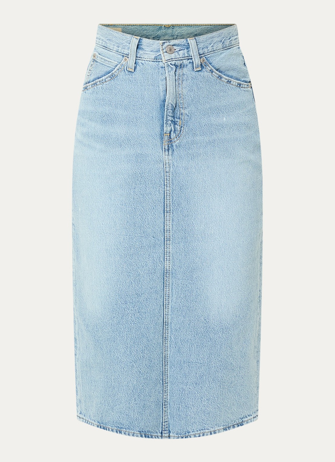 Levi's Midi spijkerrok met split - voorkant lichtblauw