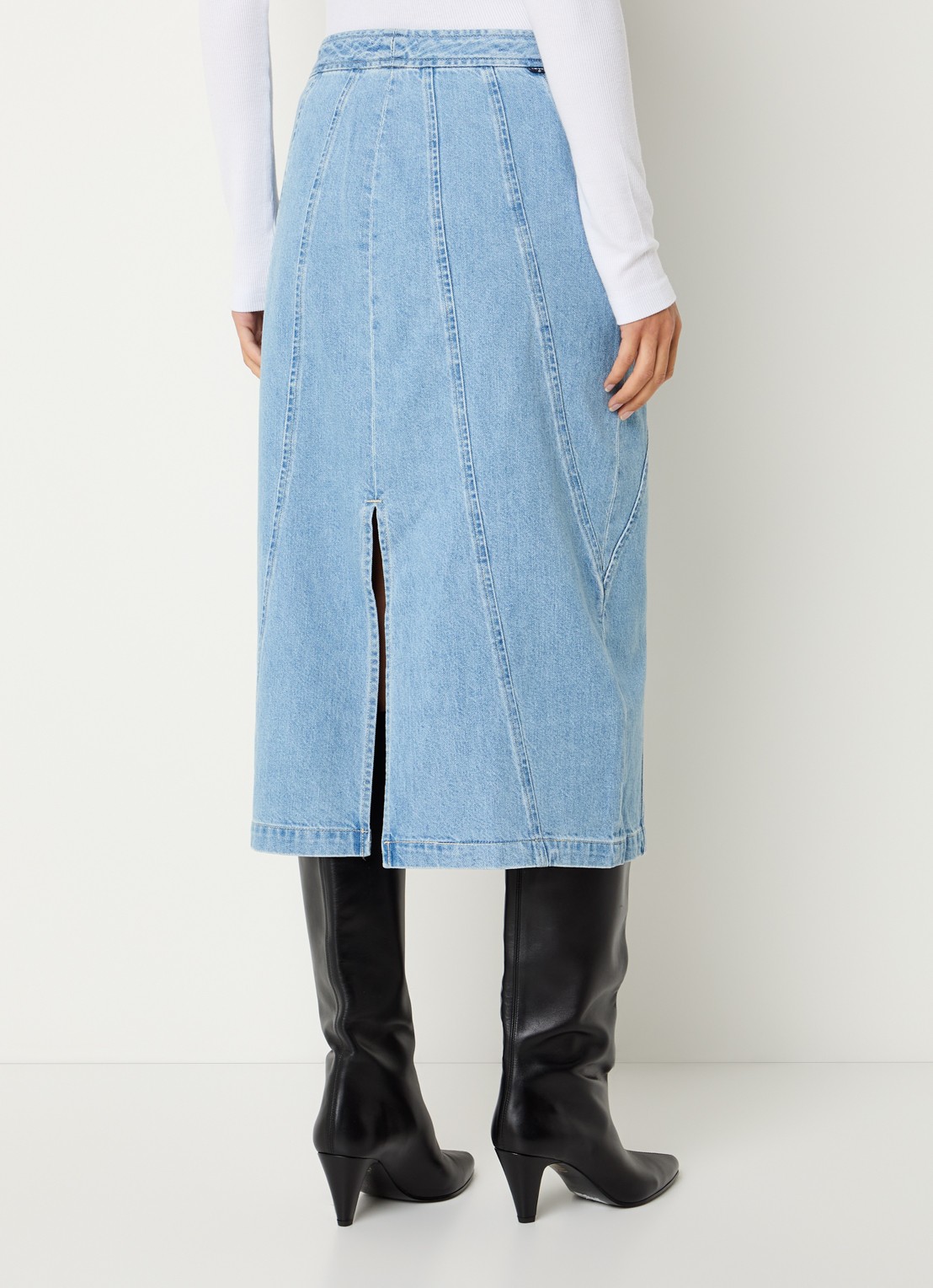 Levi's Midi spijkerrok met steekzakken en split - achterkant 4 indigo