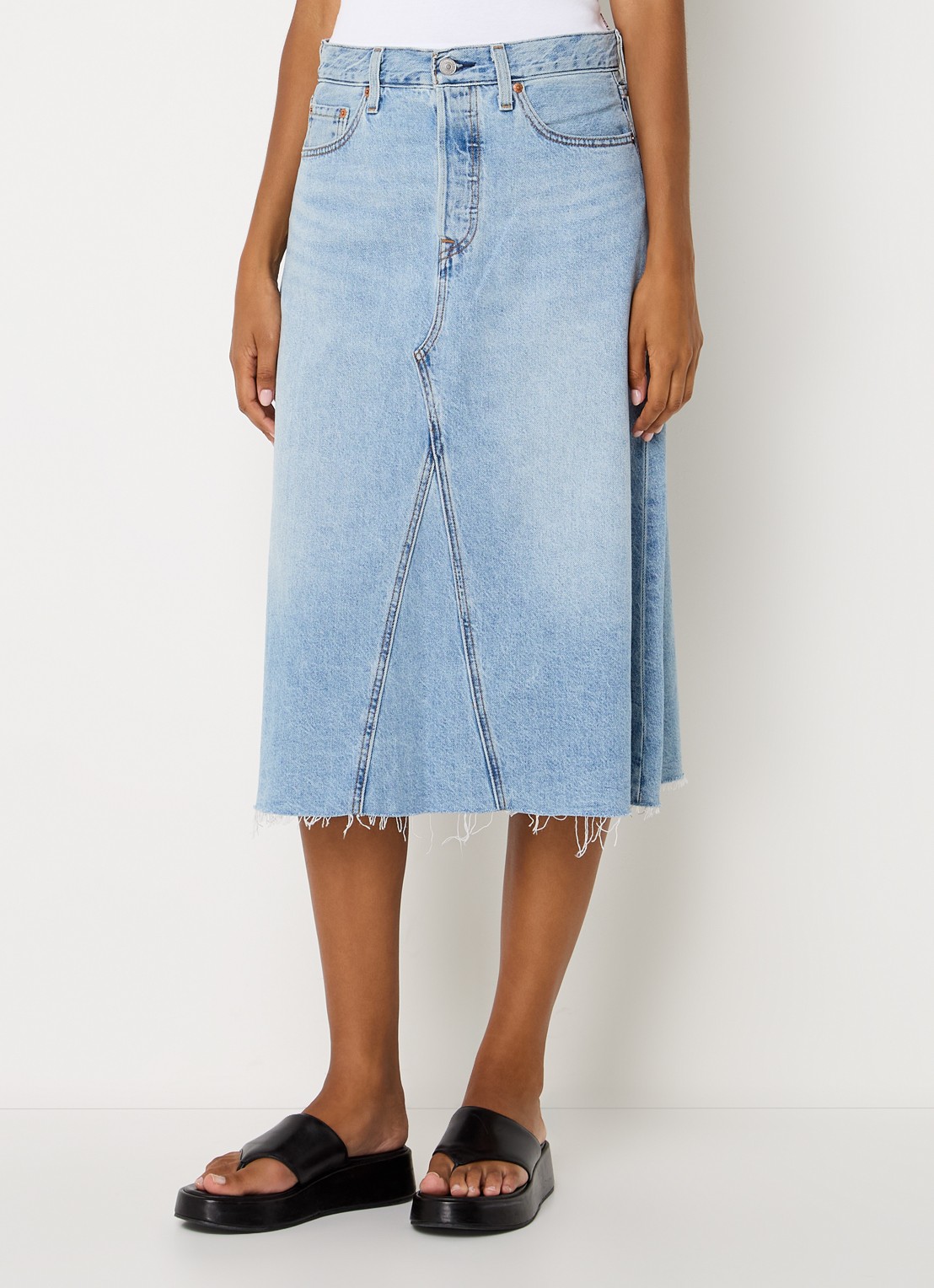Levi's Midi spijkerrok met steekzakken - detail lichtblauw
