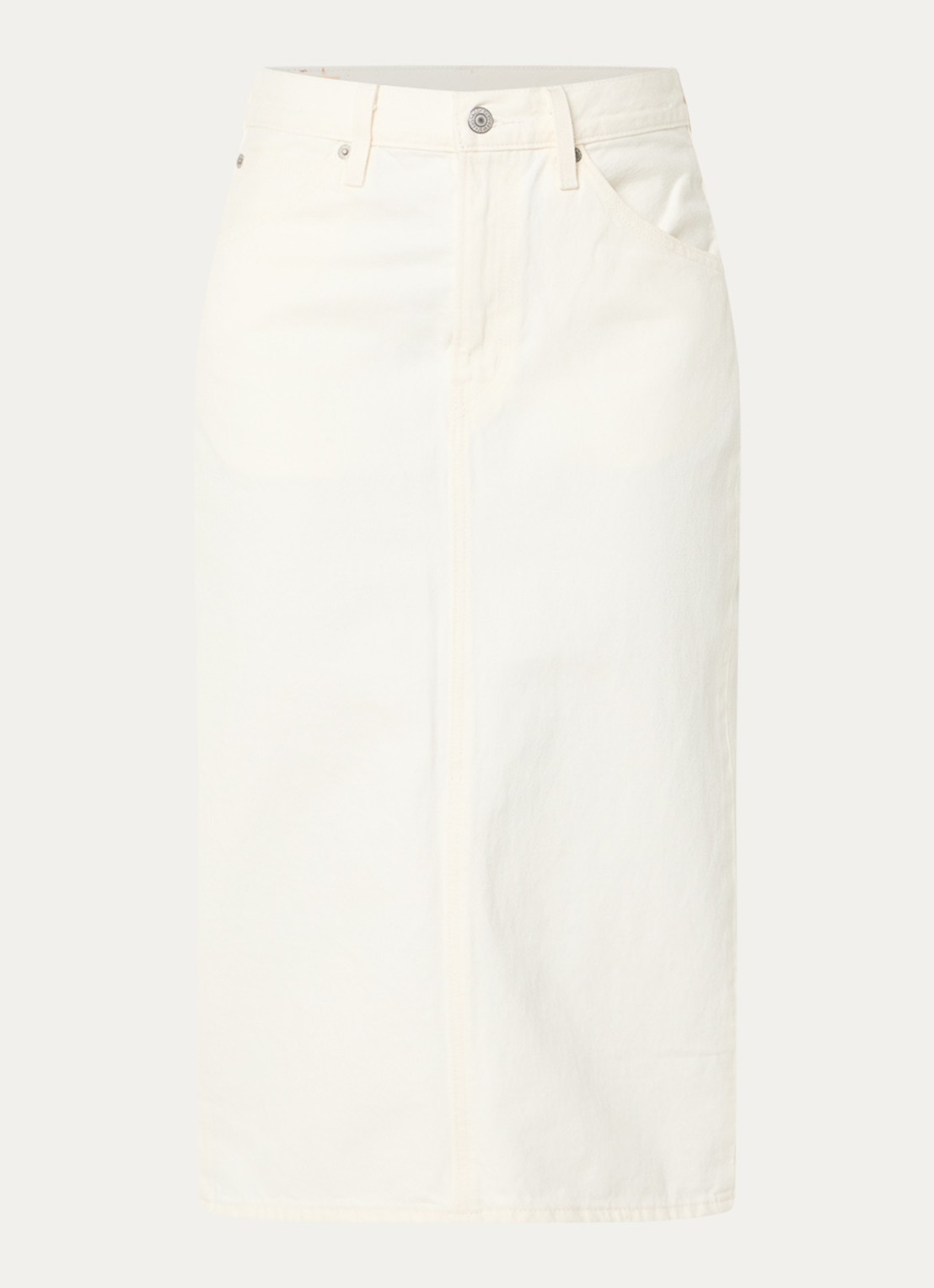 Levi's Midi spijkerrok met steekzakken - voorkant 3 gebroken wit