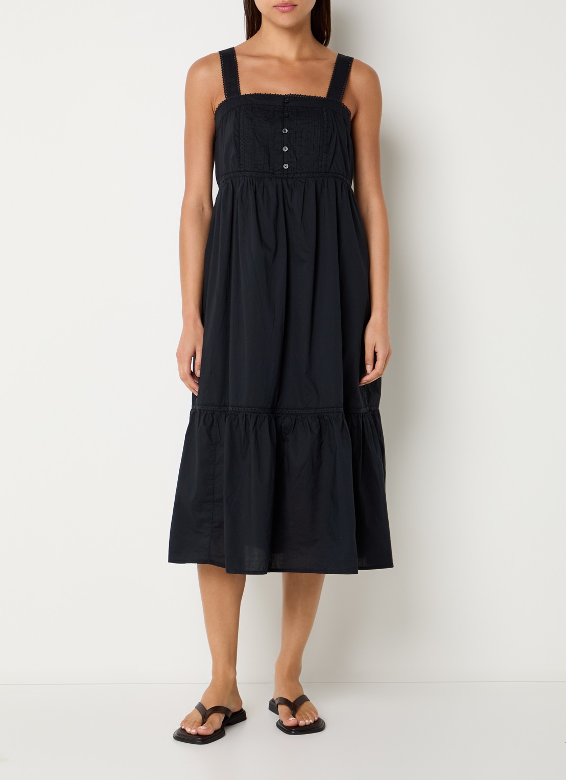 Levi's Mimi midi A-lijn jurk met details van kant - detail zwart